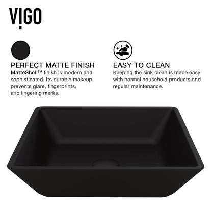 Black Roma MatteShell™ Tempered Glass Vessel Bathroom Sink