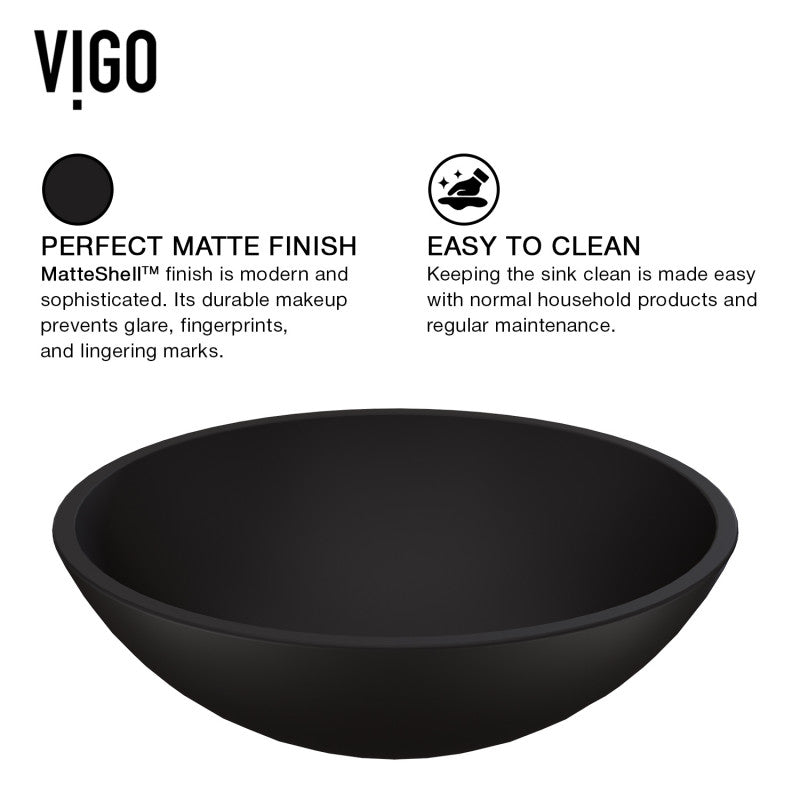 Black Cavalli MatteShell™ Tempered Glass Vessel Bathroom Sink