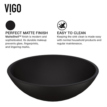 Black Cavalli MatteShell™ Tempered Glass Vessel Bathroom Sink
