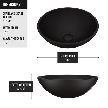 Black Cavalli MatteShell™ Tempered Glass Vessel Bathroom Sink