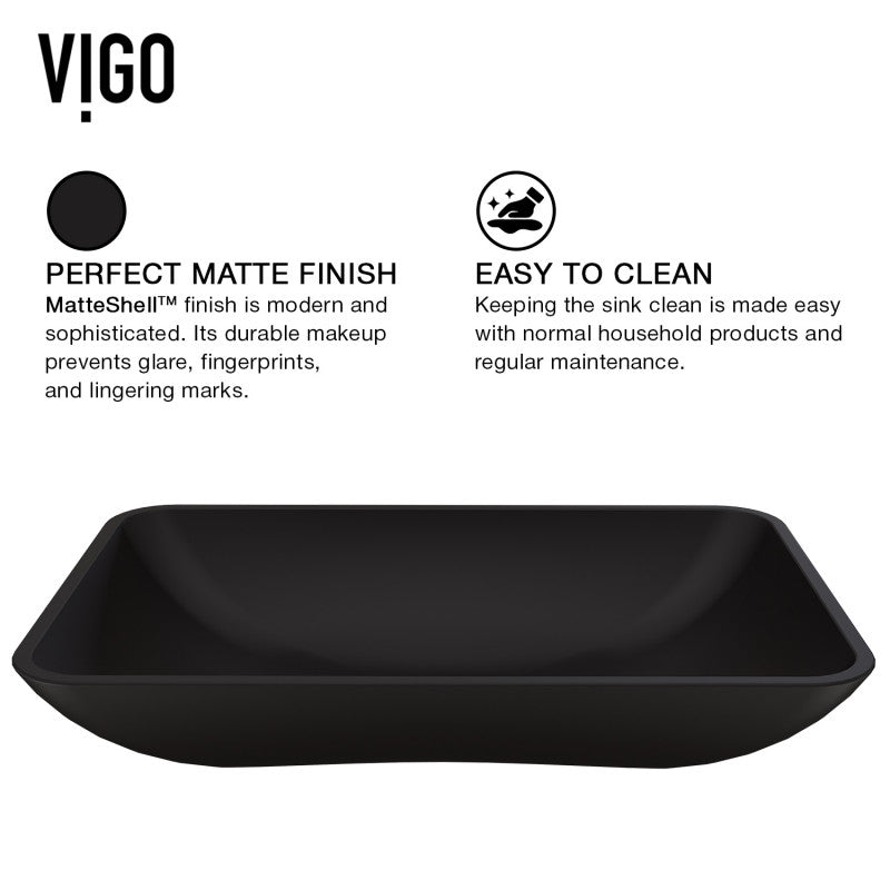 Black Hadyn MatteShell™ Tempered Glass Vessel Bathroom Sink