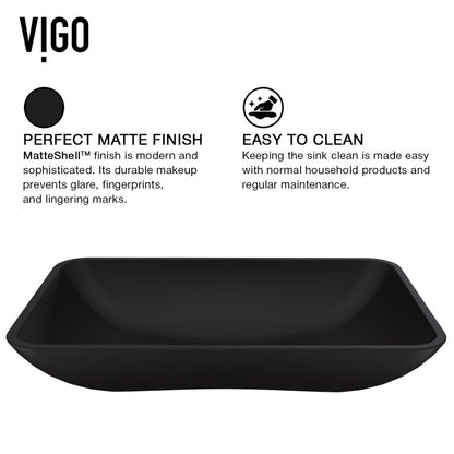 Black Hadyn MatteShell™ Tempered Glass Vessel Bathroom Sink
