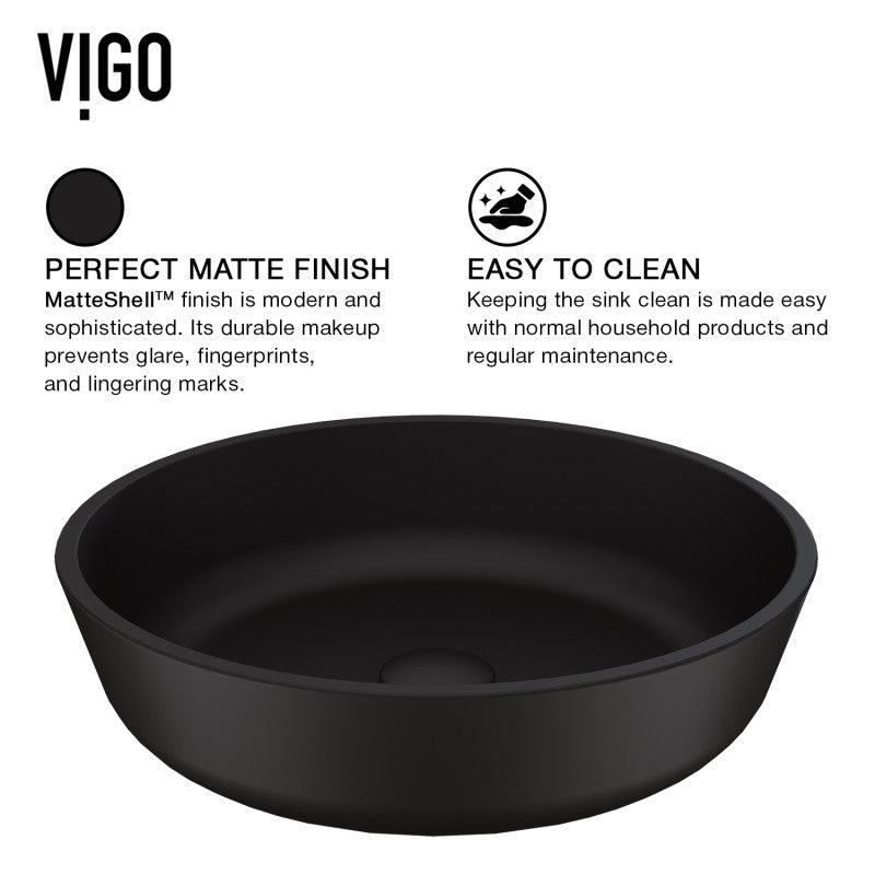 Black Modus MatteShell™ Tempered Glass Vessel Bathroom Sink