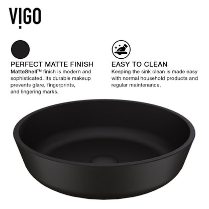 Black Modus MatteShell™ Tempered Glass Vessel Bathroom Sink