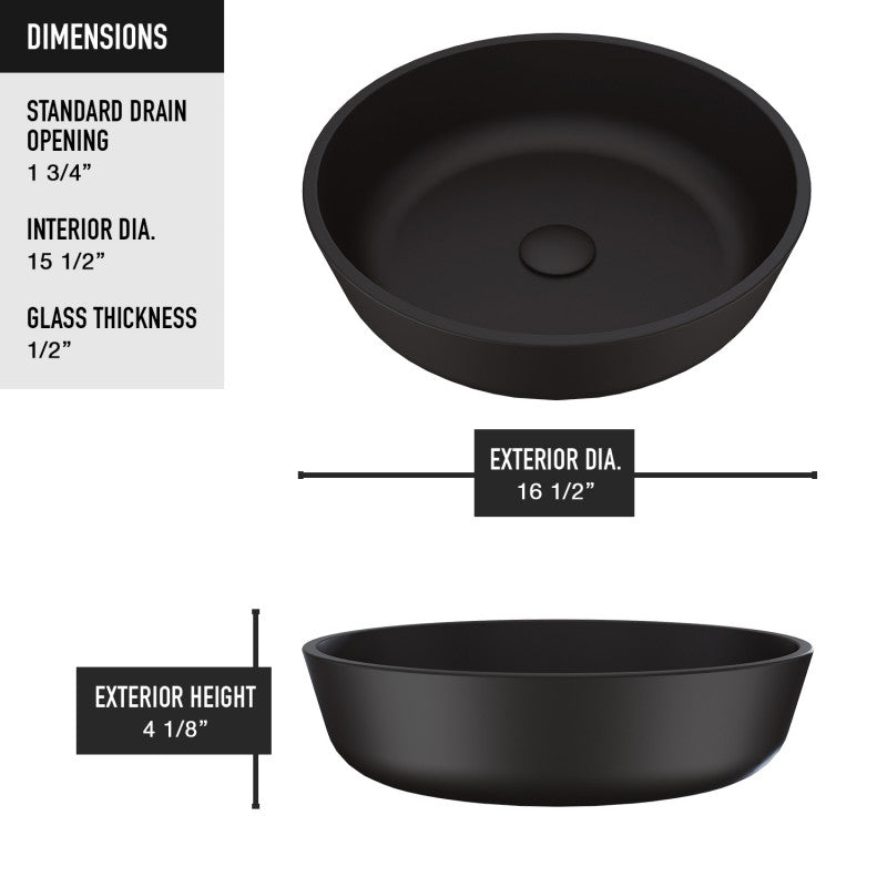 Black Modus MatteShell™ Tempered Glass Vessel Bathroom Sink
