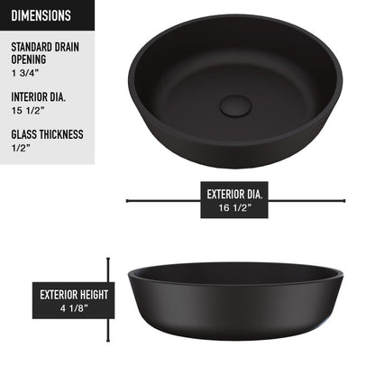 Black Modus MatteShell™ Tempered Glass Vessel Bathroom Sink