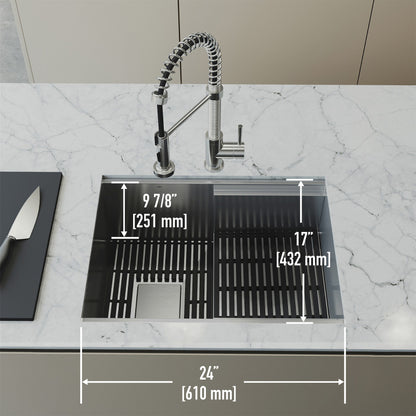 Hampton 24" Stainless Steel Undermount Kitchen Sink with Workstation