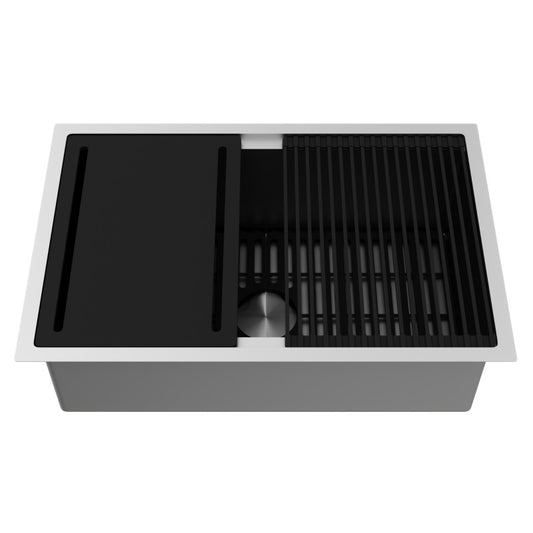 Mercer 30" Stainless Steel Undermount Kitchen Sink with Workstation