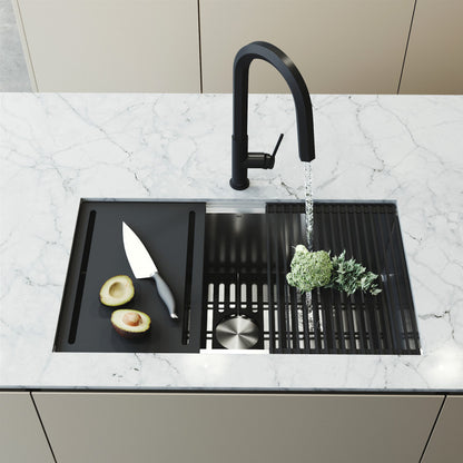 Mercer 33" Stainless Steel Undermount Kitchen Sink with Workstation