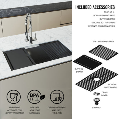 Mercer 36" Stainless Steel Undermount Kitchen Sink with Workstation