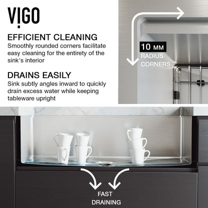 Oxford Flat 36" Stainless Steel Apron / Farmhouse Double Basin Kitchen Sink with Workstation