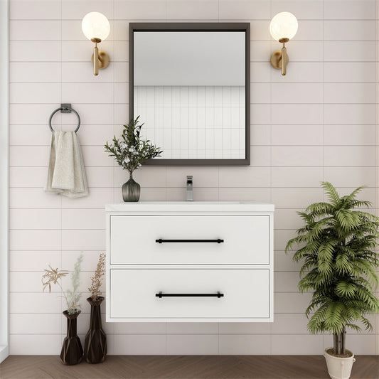 Victoria 30" Wall Mounted Bathroom Vanity with Acrylic Integrated Sink Top