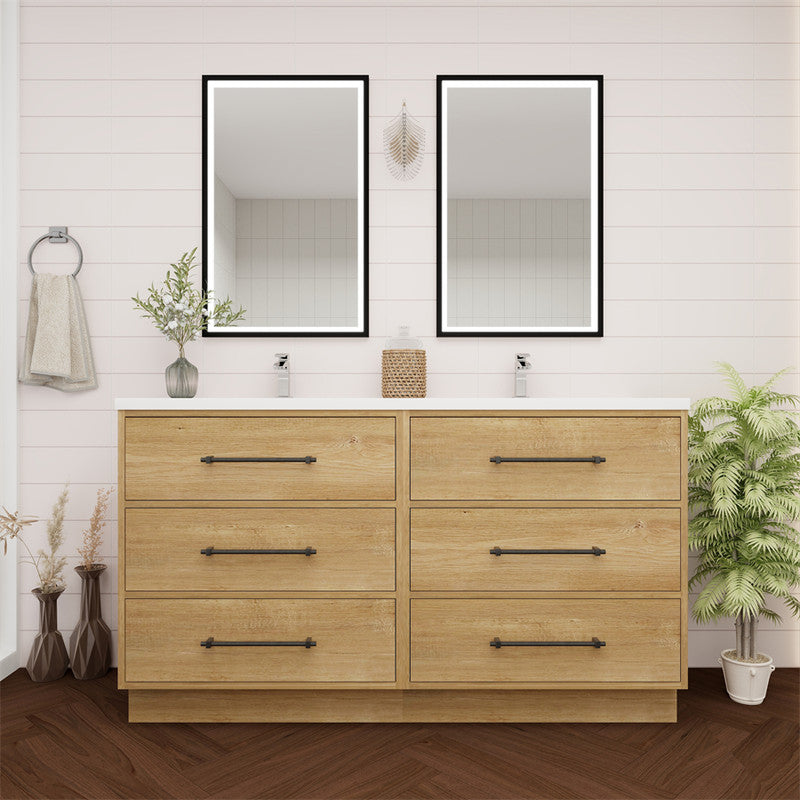 Victoria Drawers 60" Freestanding Bathroom Vanity with Acrylic Integrated Sink Top