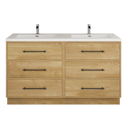 Victoria Drawers 60" Freestanding Bathroom Vanity with Acrylic Integrated Sink Top