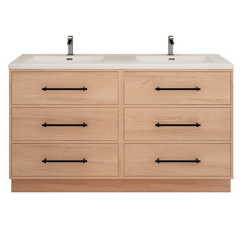 Victoria Drawers 60" Freestanding Bathroom Vanity with Acrylic Integrated Sink Top