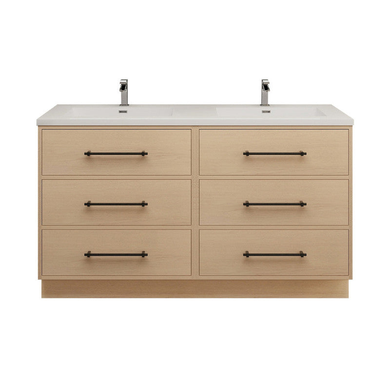 Victoria Drawers 60" Freestanding Bathroom Vanity with Acrylic Integrated Sink Top