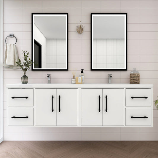 Victoria 72" Wall Mounted Bathroom Vanity with Acrylic Integrated Sink Top