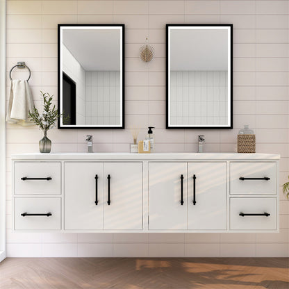 Victoria 72" Wall Mounted Bathroom Vanity with Acrylic Integrated Sink Top