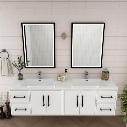 Victoria 72" Wall Mounted Bathroom Vanity with Acrylic Integrated Sink Top