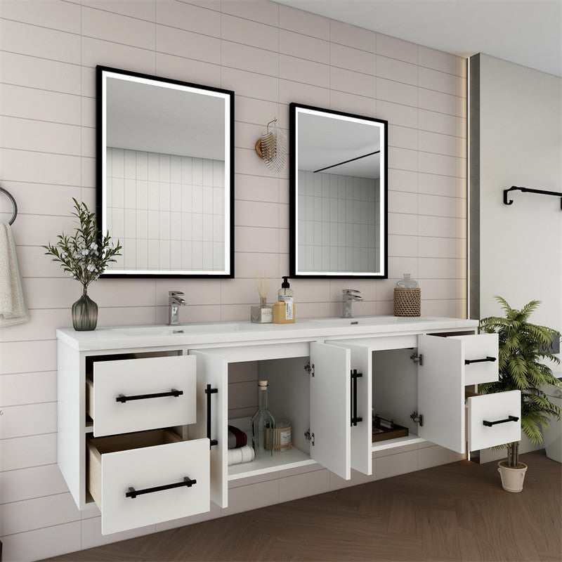 Victoria 72" Wall Mounted Bathroom Vanity with Acrylic Integrated Sink Top