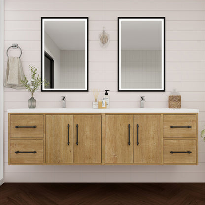 Victoria 72" Wall Mounted Bathroom Vanity with Acrylic Integrated Sink Top