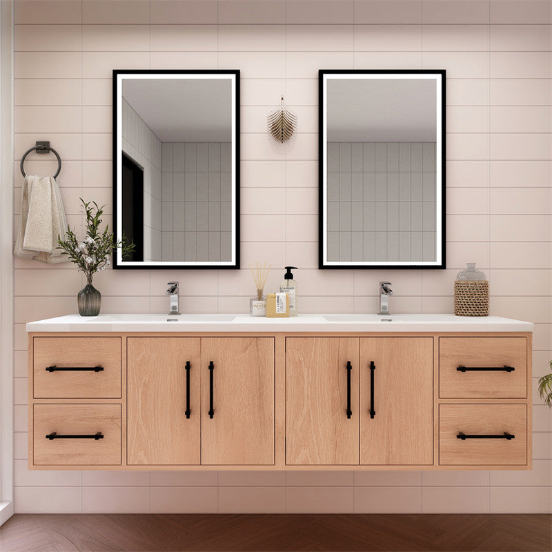 Victoria 72" Wall Mounted Bathroom Vanity with Acrylic Integrated Sink Top