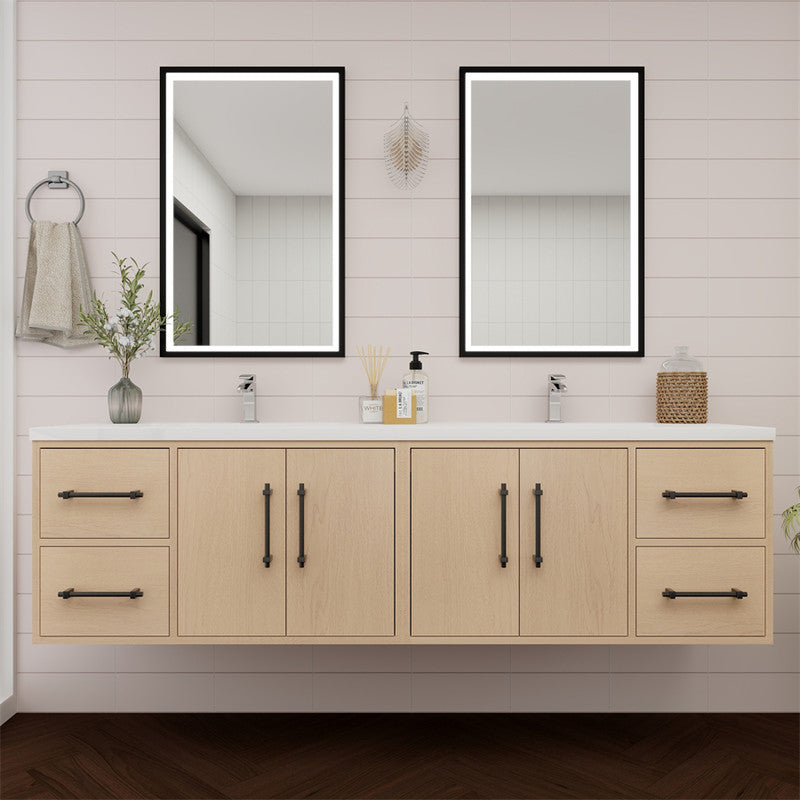 Victoria 72" Wall Mounted Bathroom Vanity with Acrylic Integrated Sink Top