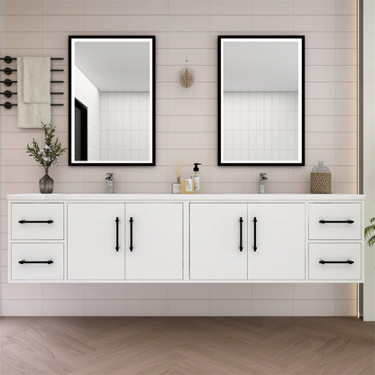 Victoria 84" Wall Mounted Bathroom Vanity with Acrylic Integrated Sink Top