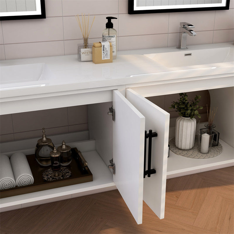 Victoria 84" Wall Mounted Bathroom Vanity with Acrylic Integrated Sink Top