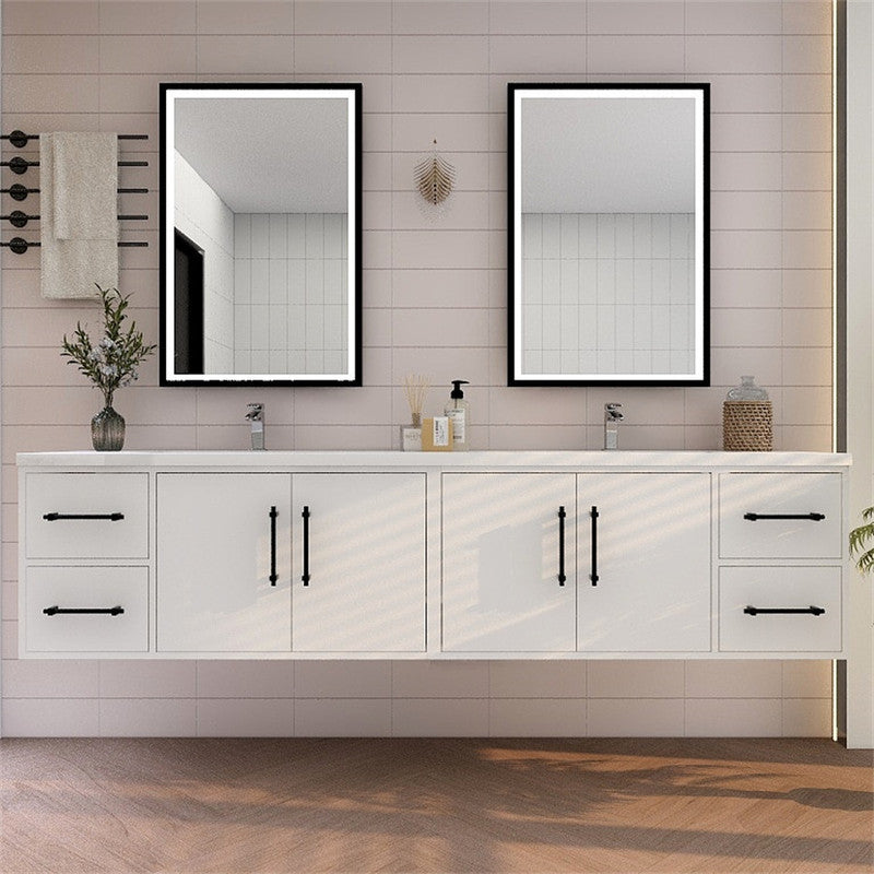 Victoria 84" Wall Mounted Bathroom Vanity with Acrylic Integrated Sink Top