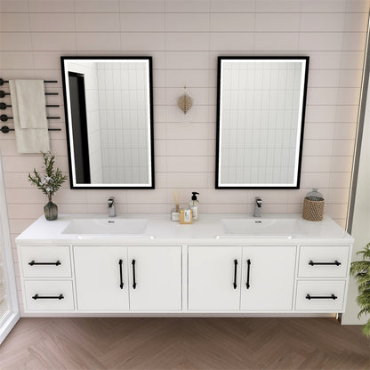 Victoria 84" Wall Mounted Bathroom Vanity with Acrylic Integrated Sink Top