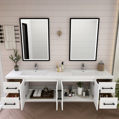 Victoria 84" Wall Mounted Bathroom Vanity with Acrylic Integrated Sink Top