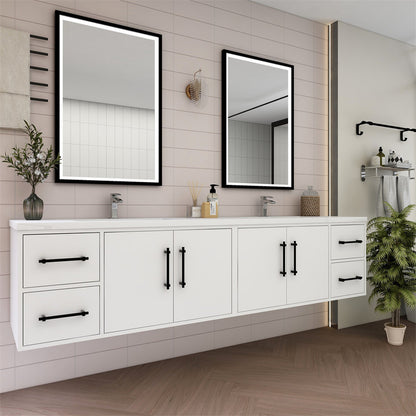 Victoria 84" Wall Mounted Bathroom Vanity with Acrylic Integrated Sink Top