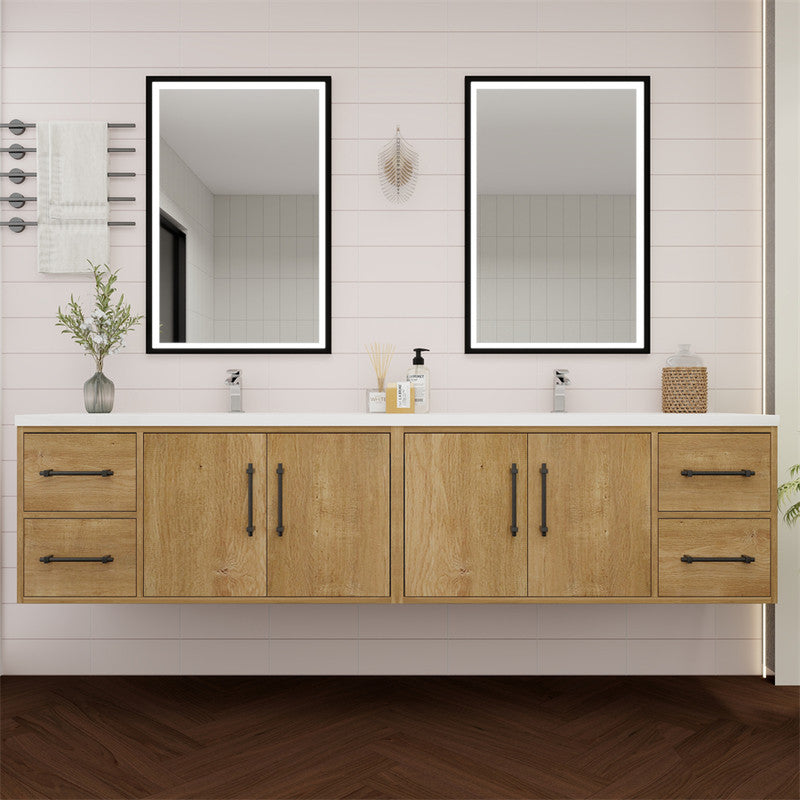 Victoria 84" Wall Mounted Bathroom Vanity with Acrylic Integrated Sink Top