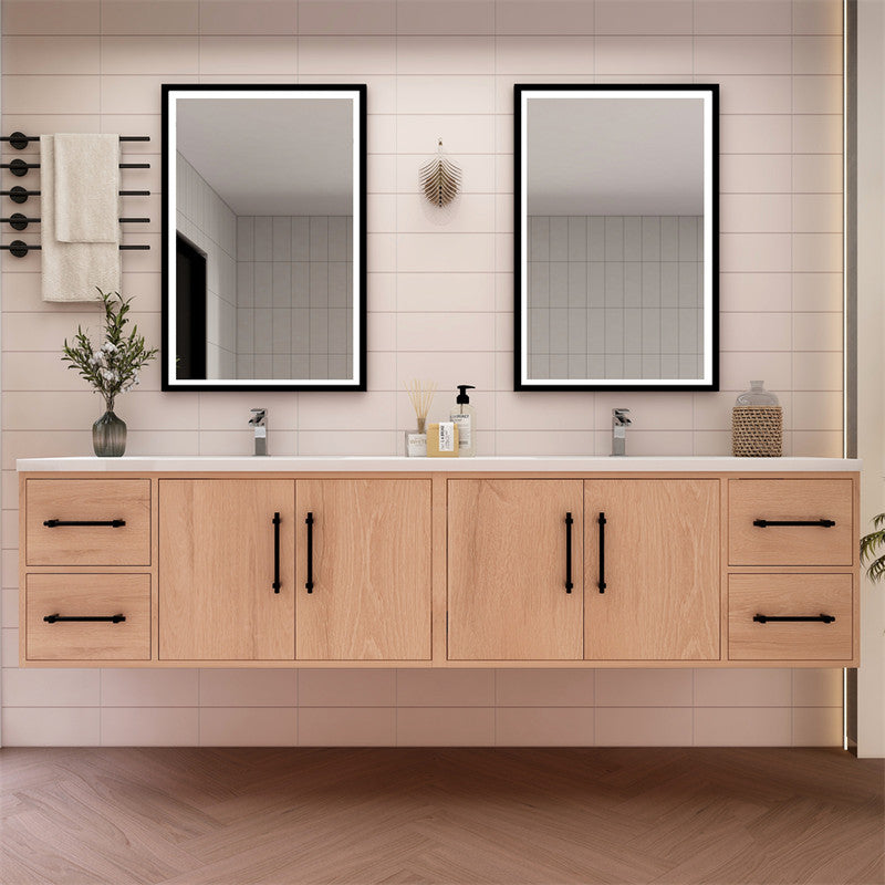 Victoria 84" Wall Mounted Bathroom Vanity with Acrylic Integrated Sink Top