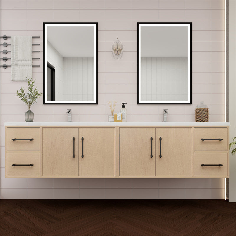 Victoria 84" Wall Mounted Bathroom Vanity with Acrylic Integrated Sink Top