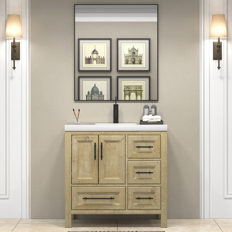 VIV 36" Freestanding Bathroom Vanity with Acrylic Sink Top