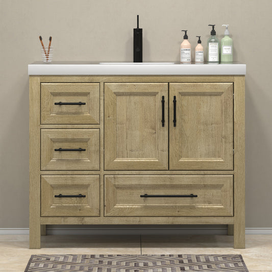 VIV 42" Freestanding Bathroom Vanity with Reinforced Acrylic Integrated Sink Top