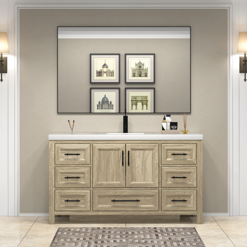 VIV 60" Freestanding Bathroom Vanity with Acrylic Sink Top