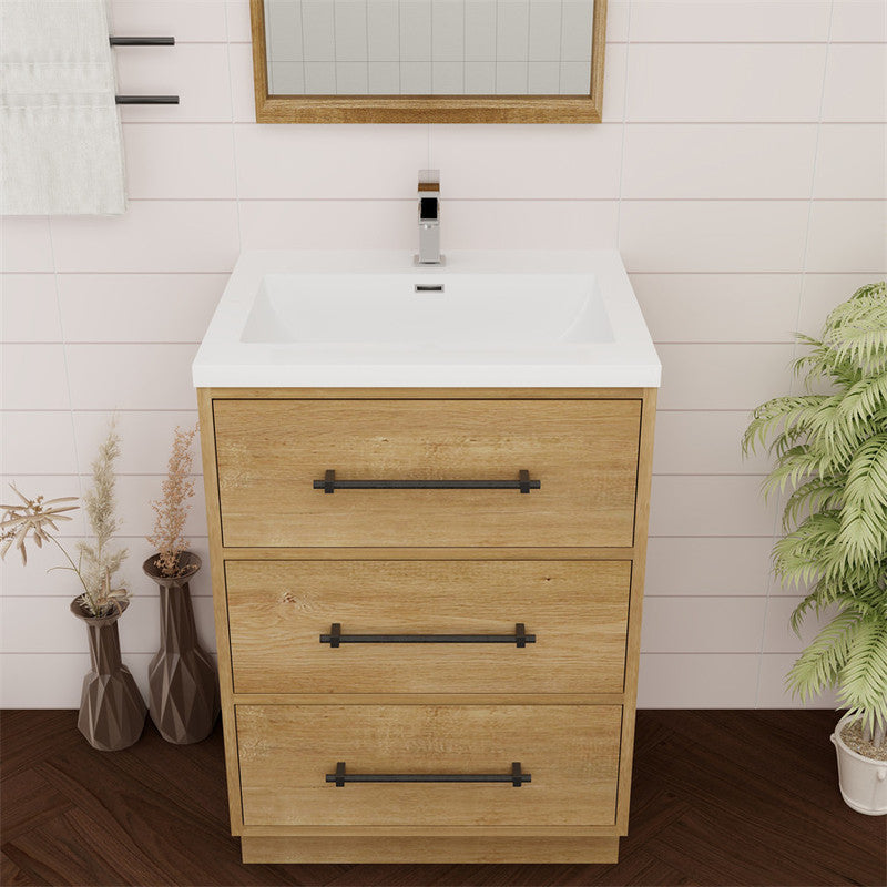 Victoria 24" Freestanding Bathroom Vanity with Acrylic Integrated Sink Top