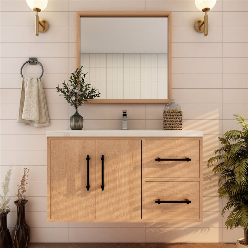 Victoria 36" Wall Mounted Bathroom Vanity with Acrylic Integrated Sink Top