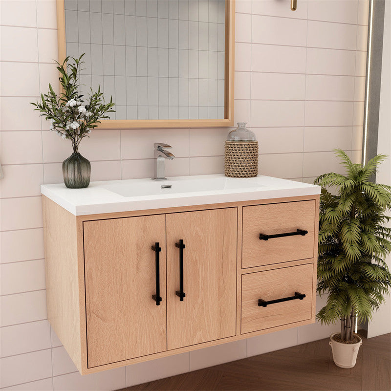 Victoria 36" Wall Mounted Bathroom Vanity with Acrylic Integrated Sink Top