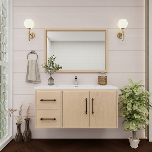 Victoria 42" Wall Mounted Bathroom Vanity with Reinforced Acrylic Integrated Sink Top