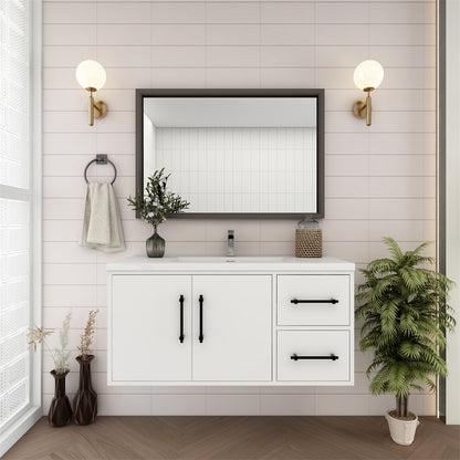 Victoria 42" Wall Mounted Bathroom Vanity with Acrylic Integrated Sink Top