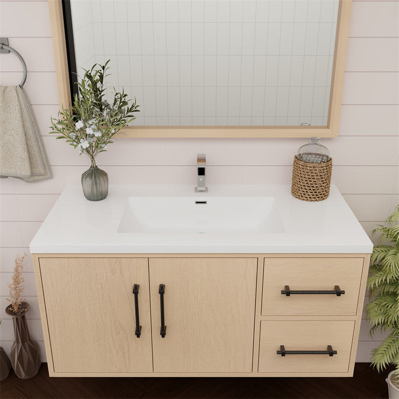 Victoria 42" Wall Mounted Bathroom Vanity with Acrylic Integrated Sink Top