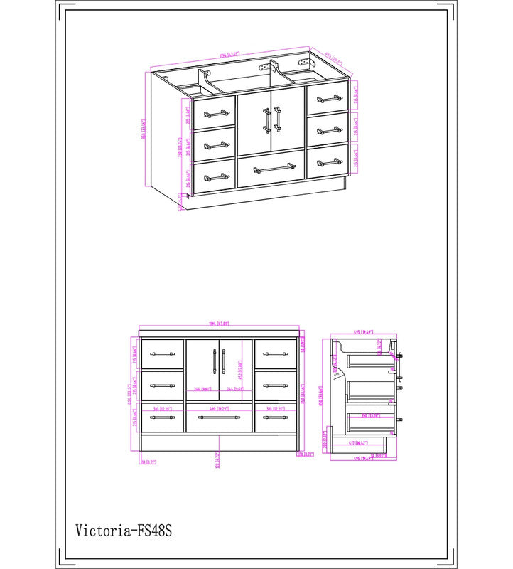 Victoria 48" Freestanding Bathroom Vanity with Acrylic Integrated Sink Top