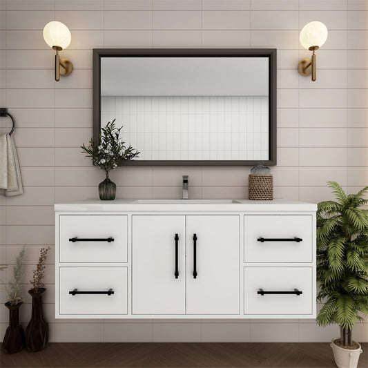 Victoria 48" Wall Mounted Bathroom Vanity with Acrylic Integrated Sink Top