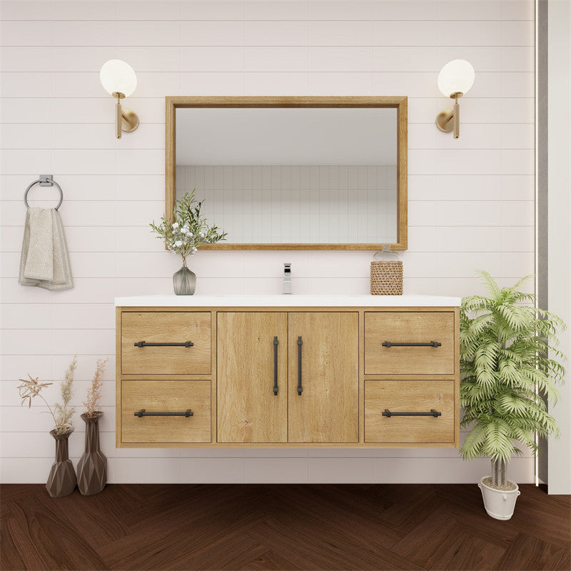 Victoria 48" Wall Mounted Bathroom Vanity with Acrylic Integrated Sink Top