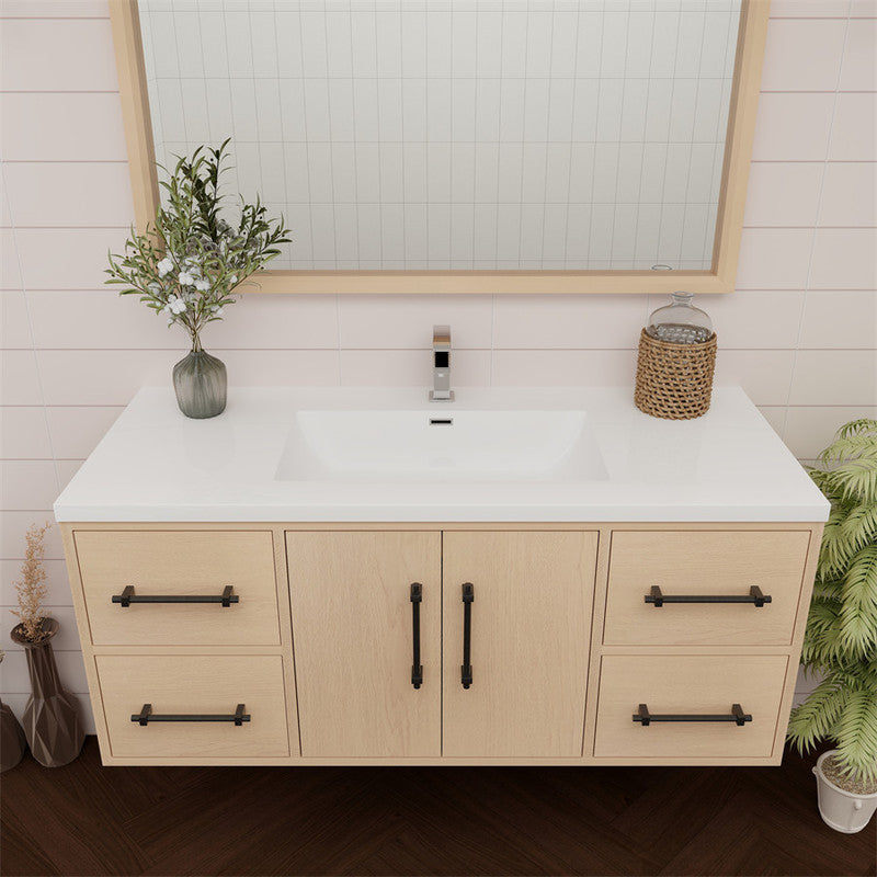 Victoria 48" Wall Mounted Bathroom Vanity with Acrylic Integrated Sink Top