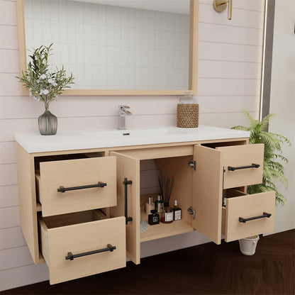 Victoria 48" Wall Mounted Bathroom Vanity with Acrylic Integrated Sink Top